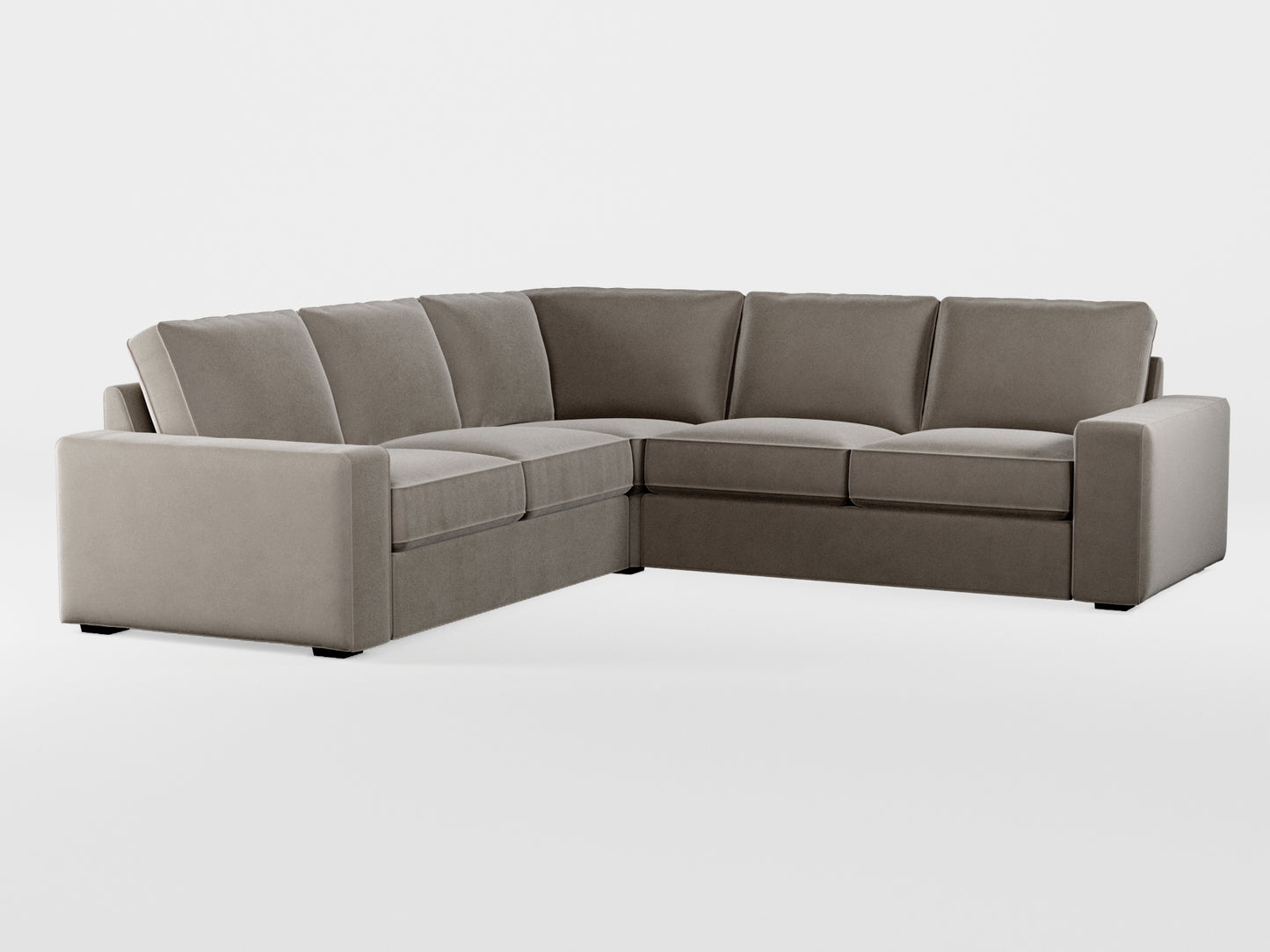 Ikea KIVIK 4-seat corner sofa cover made by Covereo in upholstery named VELVET Warm Grey