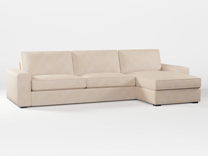 Ikea KIVIK 4-seat sofa with Chaise Longue cover made by Covereo in upholstery named ECONUBUCK Bright