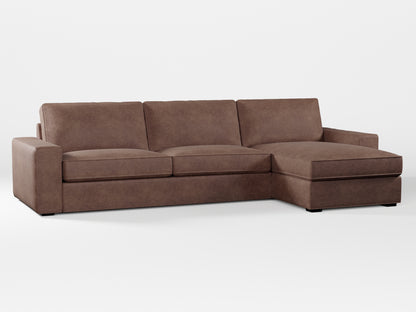 Ikea KIVIK 4-seat sofa with Chaise Longue cover made by Covereo in upholstery named ECONUBUCK Dark