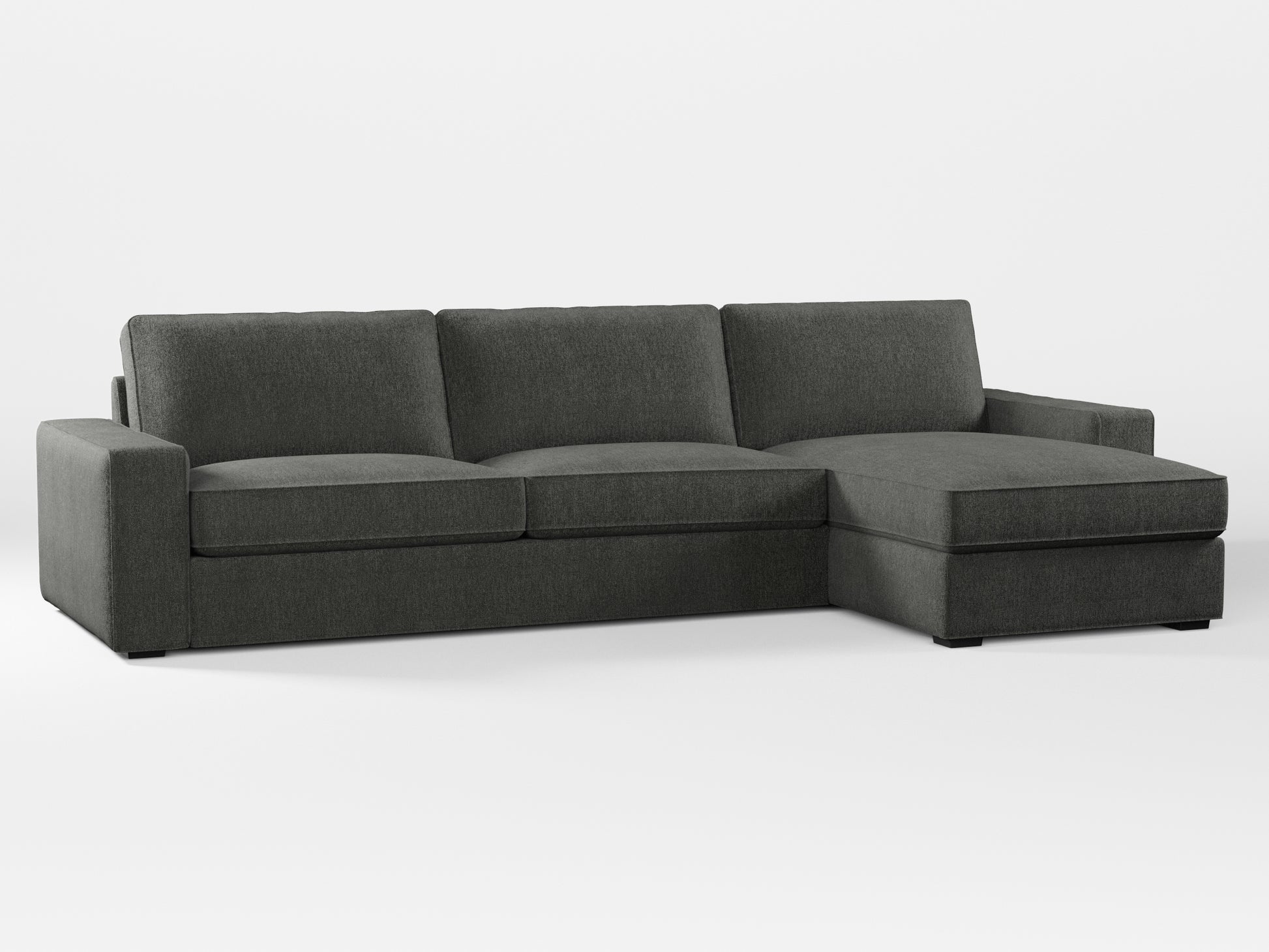 Ikea KIVIK 4-seat sofa with Chaise Longue cover made by Covereo in upholstery named MONTANA Dark Grey