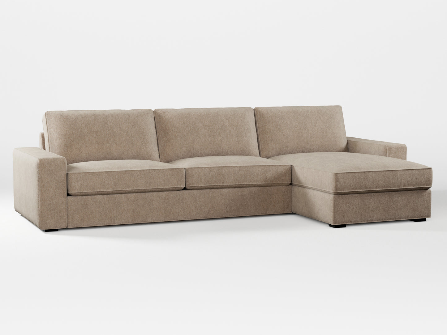 Ikea KIVIK 4-seat sofa with Chaise Longue cover made by Covereo in upholstery named MONTANA Gravel Beige