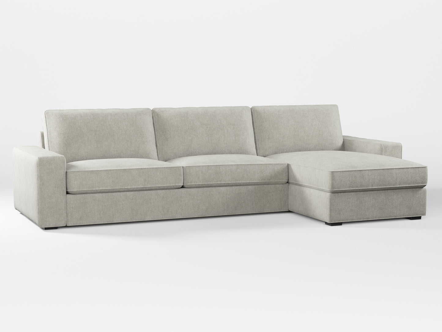 Ikea KIVIK 4-seat sofa with Chaise Longue cover made by Covereo in upholstery named MONTANA Light Grey