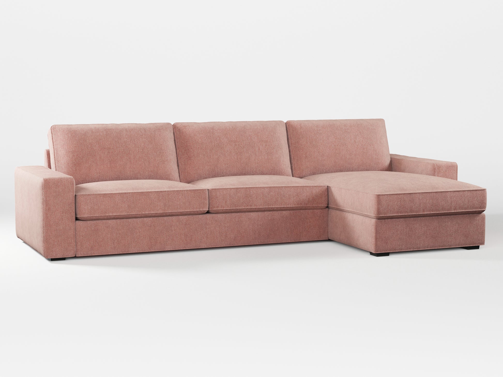 Ikea KIVIK 4-seat sofa with Chaise Longue cover made by Covereo in upholstery named MONTANA Pink Stone