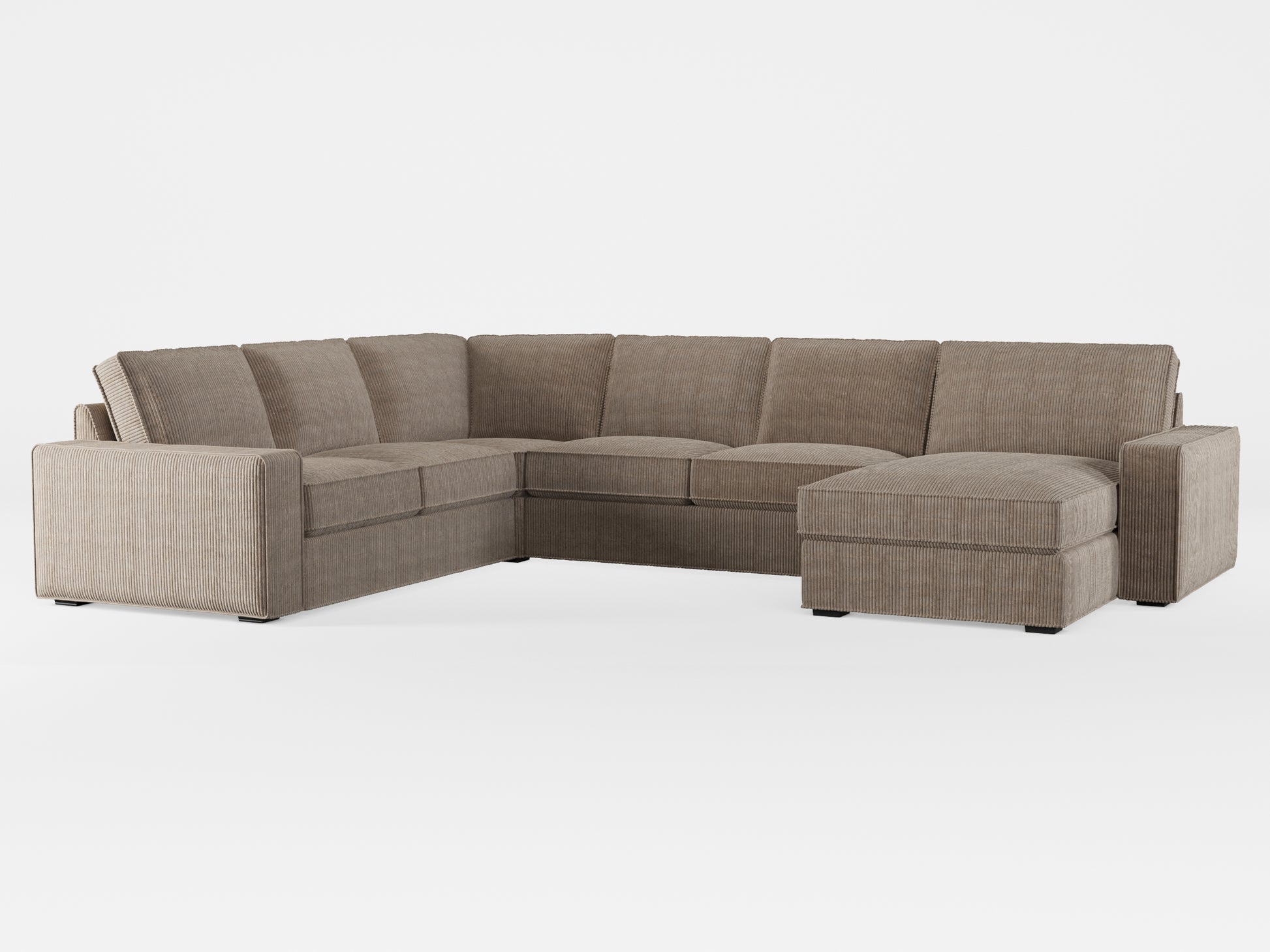 Ikea KIVIK 5-seat sofa, with chaise longue cover made by Covereo in upholstery named COSY Ashen Sky