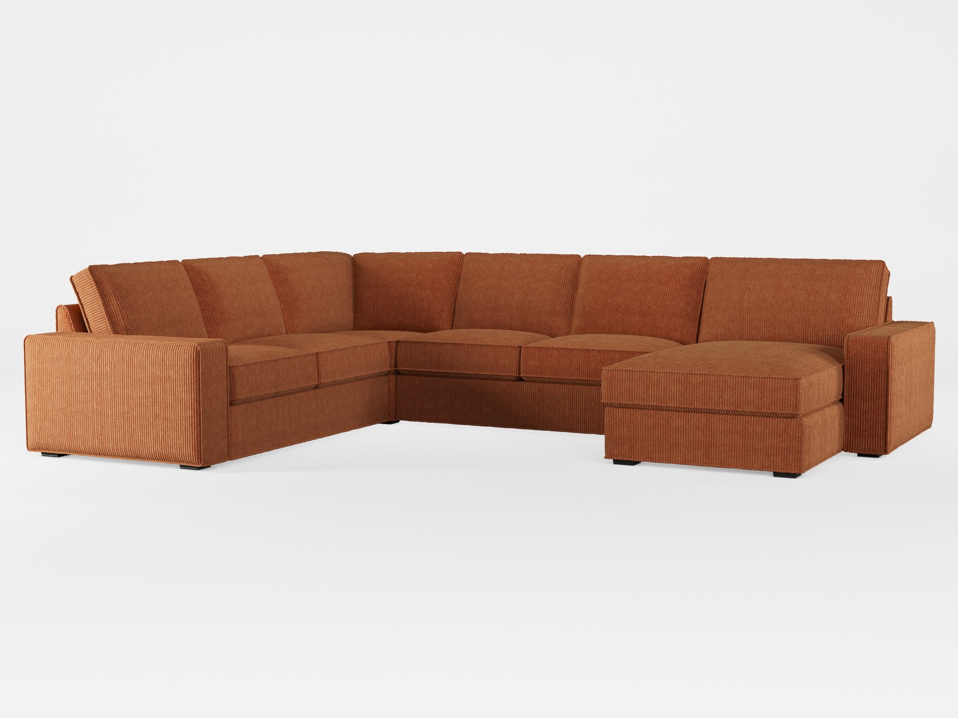 Ikea KIVIK 5-seat sofa, with chaise longue cover made by Covereo in upholstery named COSY Autumn Leaves