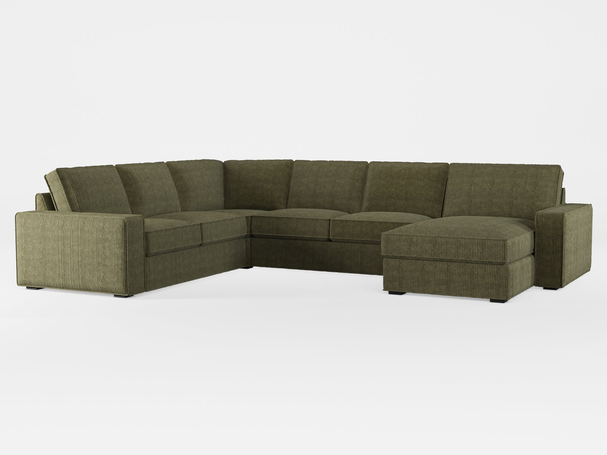 Ikea KIVIK 5-seat sofa, with chaise longue cover made by Covereo in upholstery named COSY Deep Forest