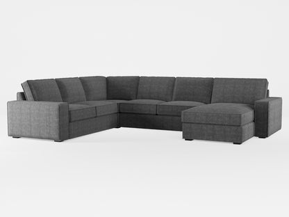 Ikea KIVIK 5-seat sofa, with chaise longue cover made by Covereo in upholstery named COSY Grey Shadow