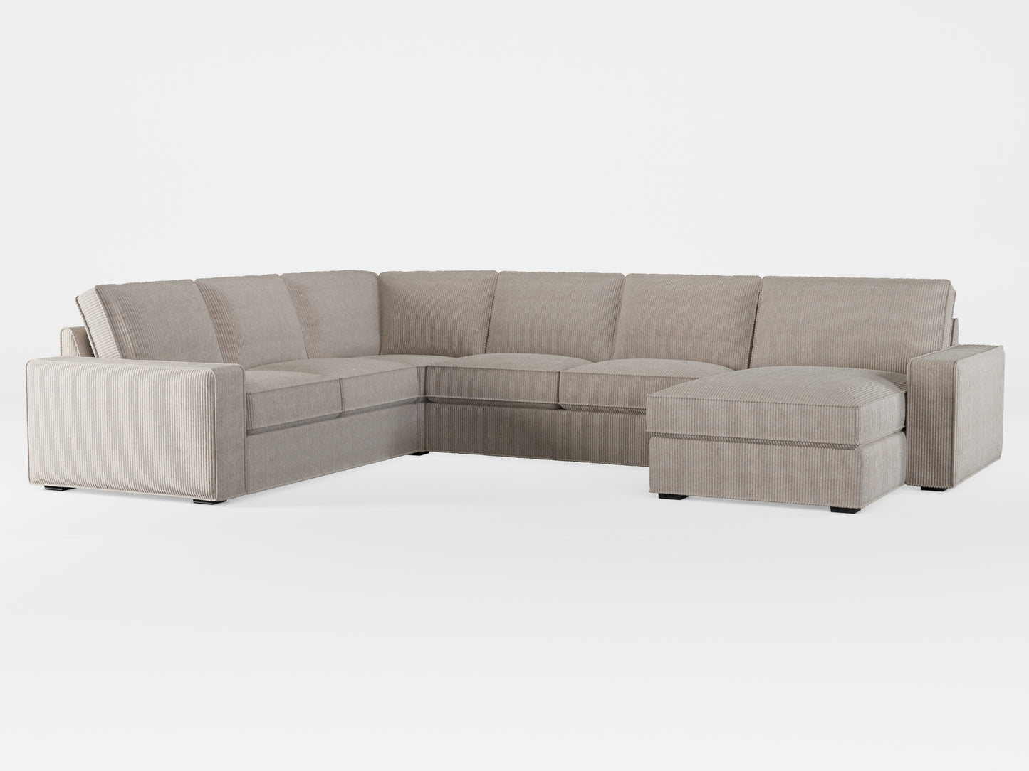 Ikea KIVIK 5-seat sofa, with chaise longue cover made by Covereo in upholstery named COSY Sea Shell