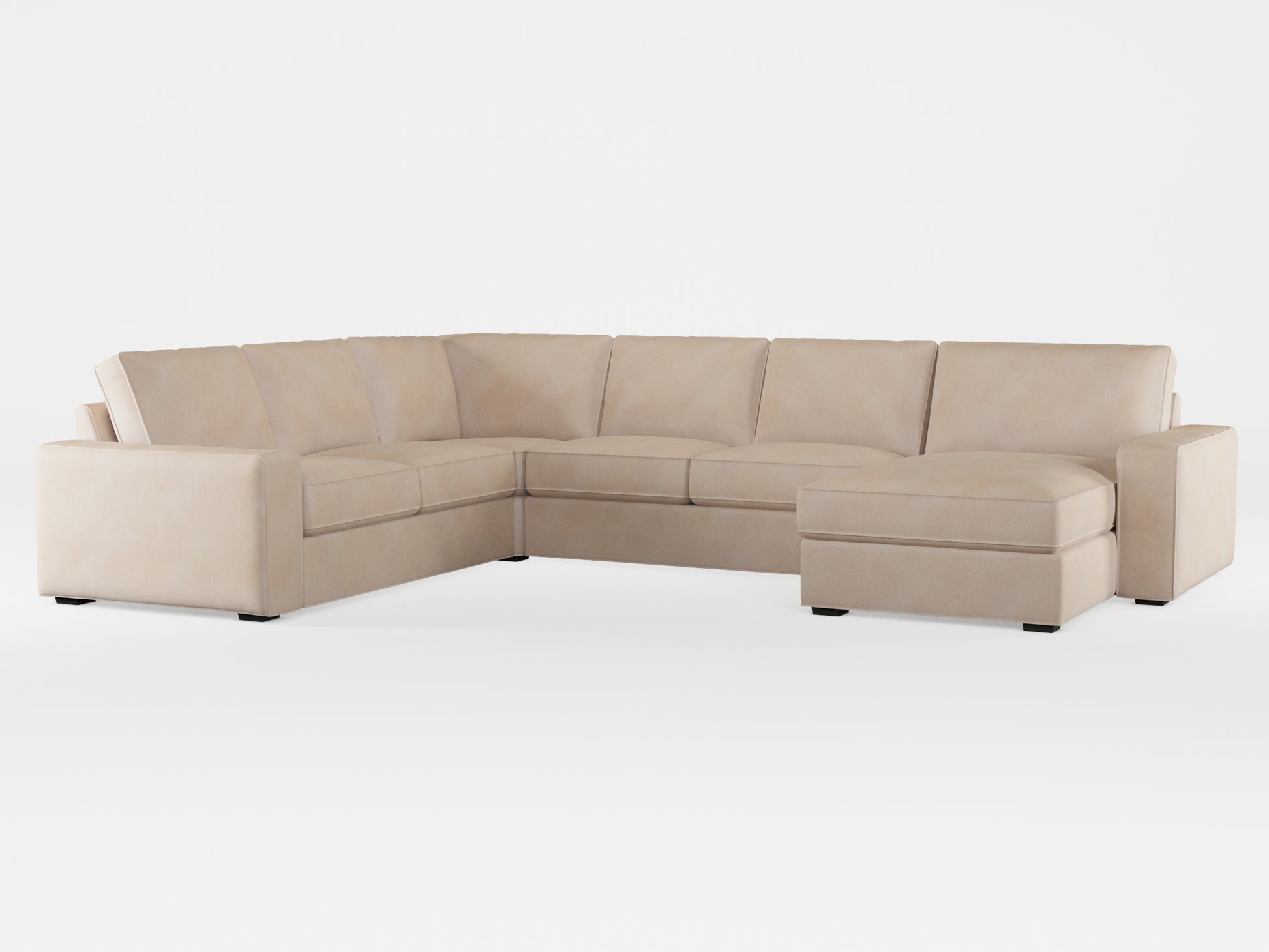 Ikea KIVIK 5-seat sofa, with chaise longue cover made by Covereo in upholstery named ECONUBUCK Bright