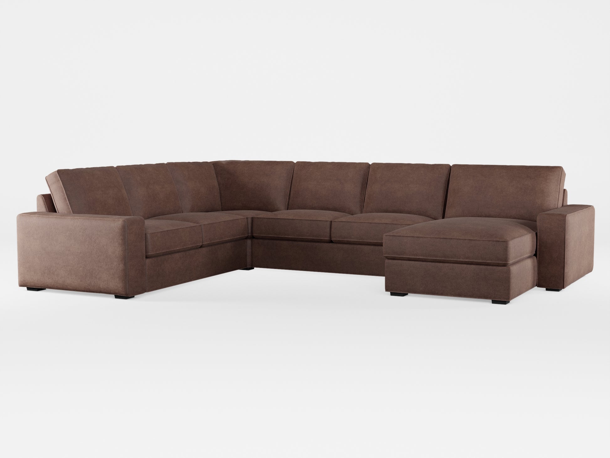 Ikea KIVIK 5-seat sofa, with chaise longue cover made by Covereo in upholstery named ECONUBUCK Dark