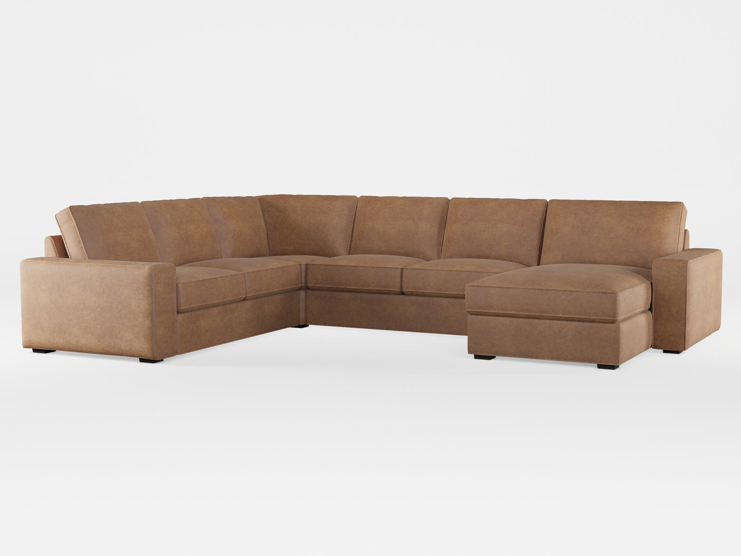 Ikea KIVIK 5-seat sofa, with chaise longue cover made by Covereo in upholstery named ECONUBUCK Medium