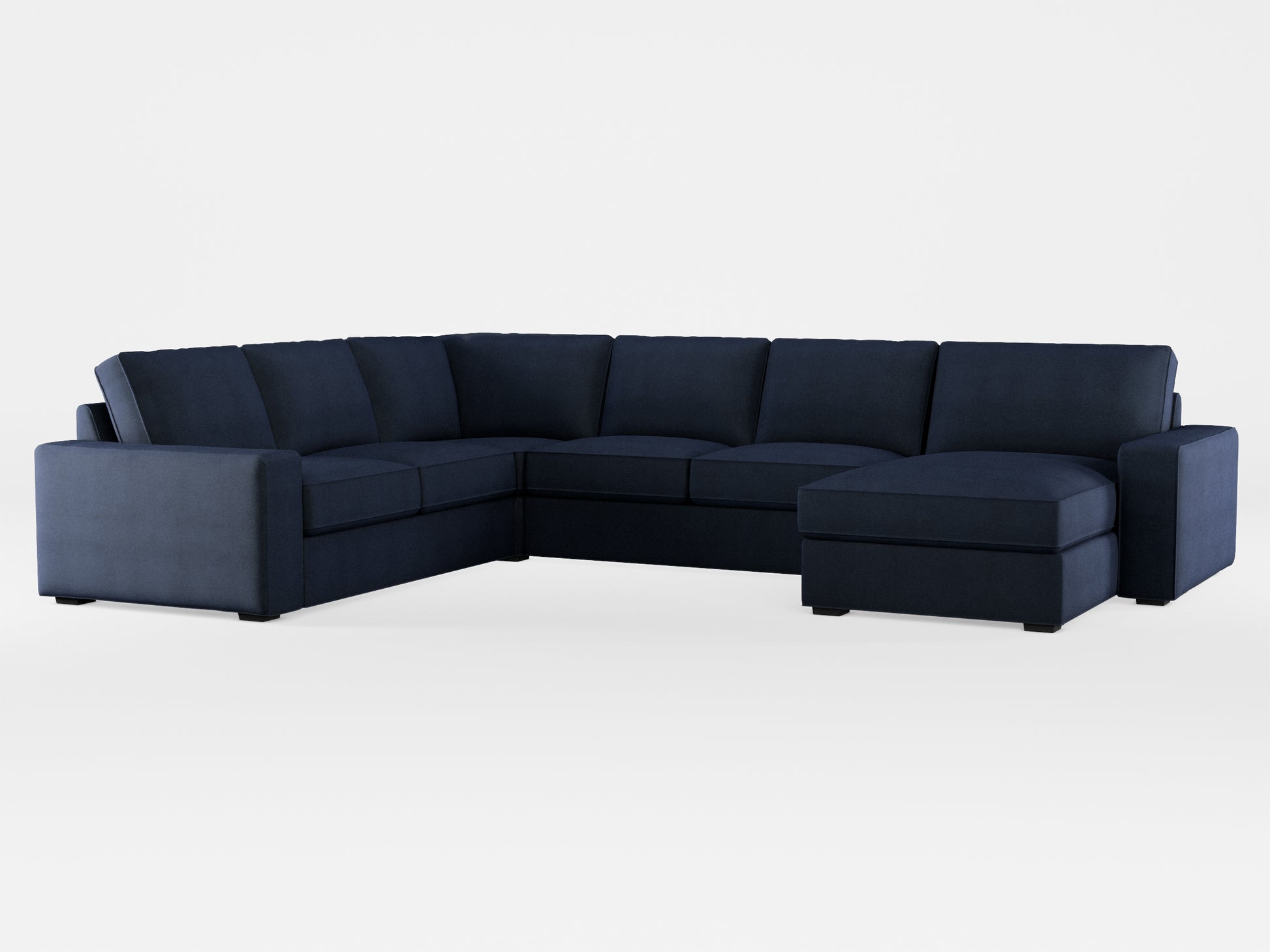 Ikea KIVIK 5-seat sofa, with chaise longue cover made by Covereo in upholstery named OMON Elegant Marine