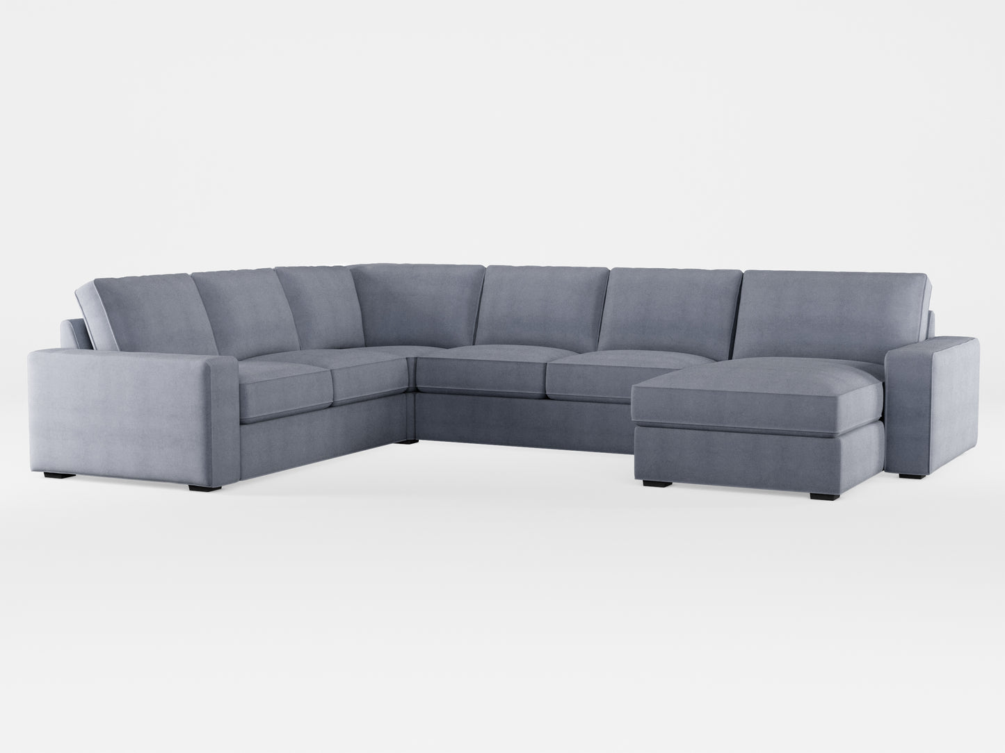 Ikea KIVIK 5-seat sofa, with chaise longue cover made by Covereo in upholstery named OMON Industrial Grey