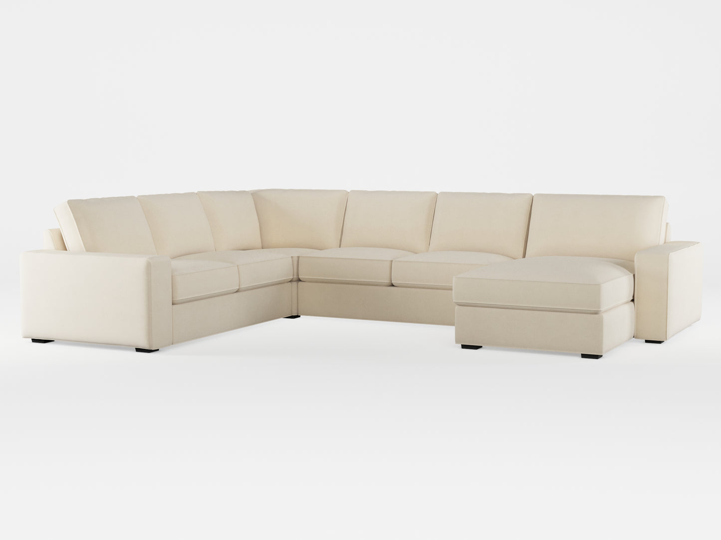 Ikea KIVIK 5-seat sofa, with chaise longue cover made by Covereo in upholstery named OMON Natural Beige