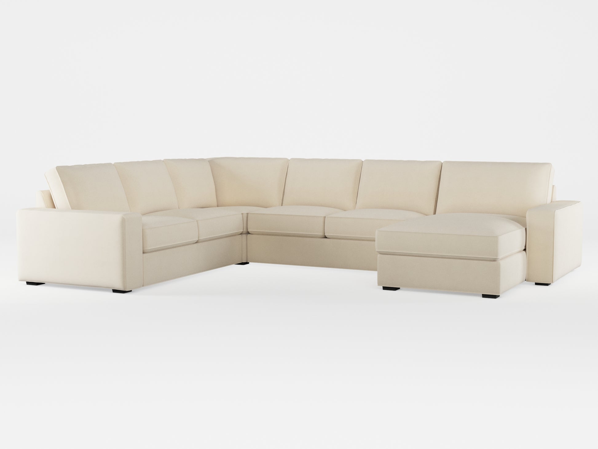 Ikea KIVIK 5-seat sofa, with chaise longue cover made by Covereo in upholstery named OMON Natural Beige