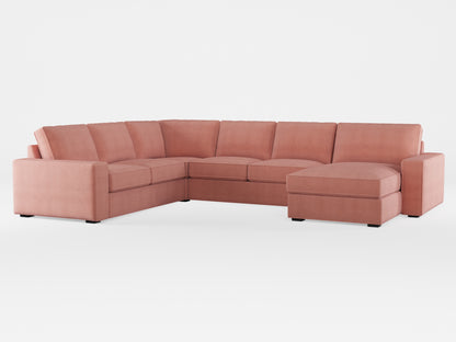 Ikea KIVIK 5-seat sofa, with chaise longue cover made by Covereo in upholstery named OMON Powder Rose