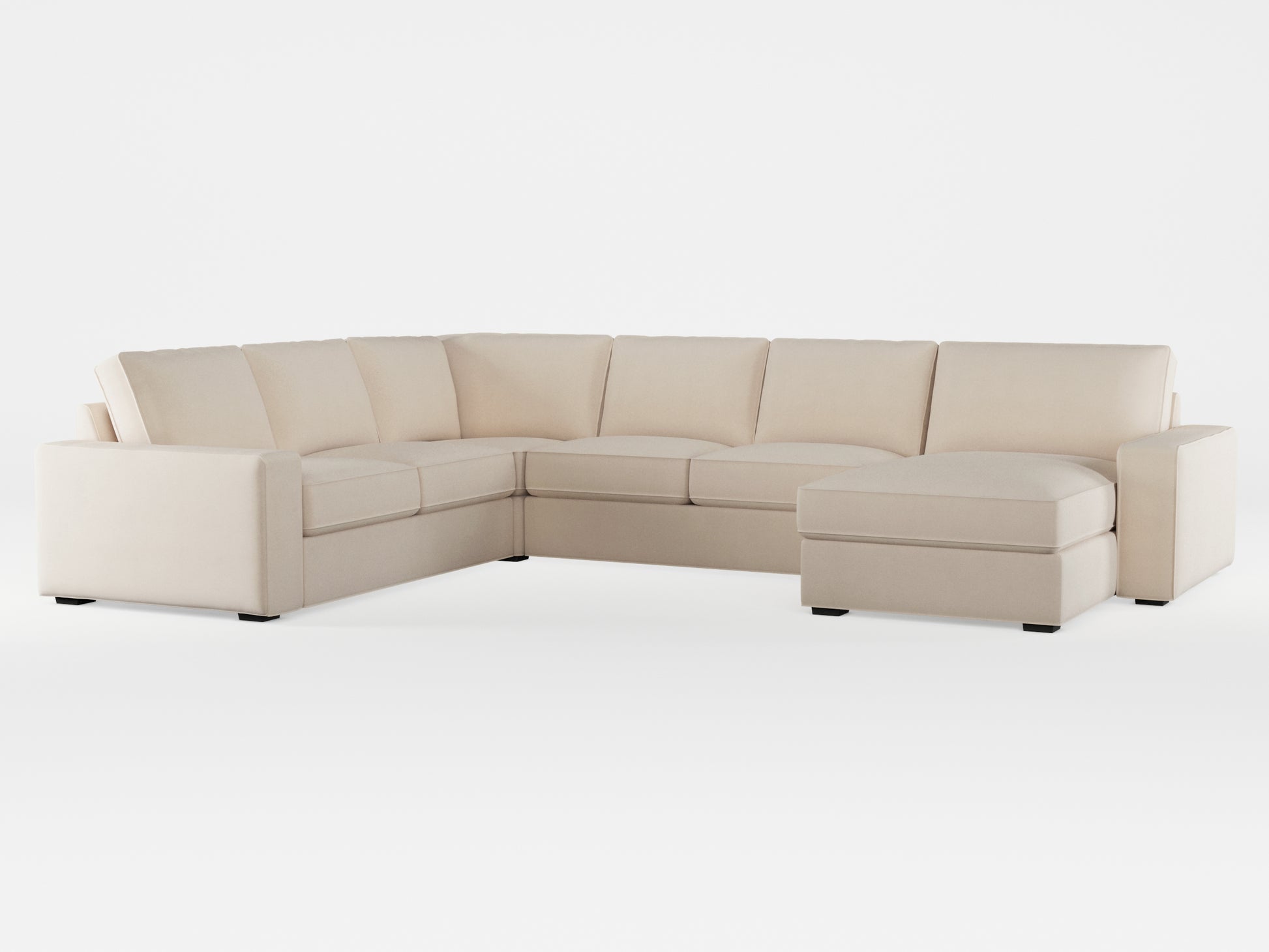 Ikea KIVIK 5-seat sofa, with chaise longue cover made by Covereo in upholstery named OMON Vintage Beige