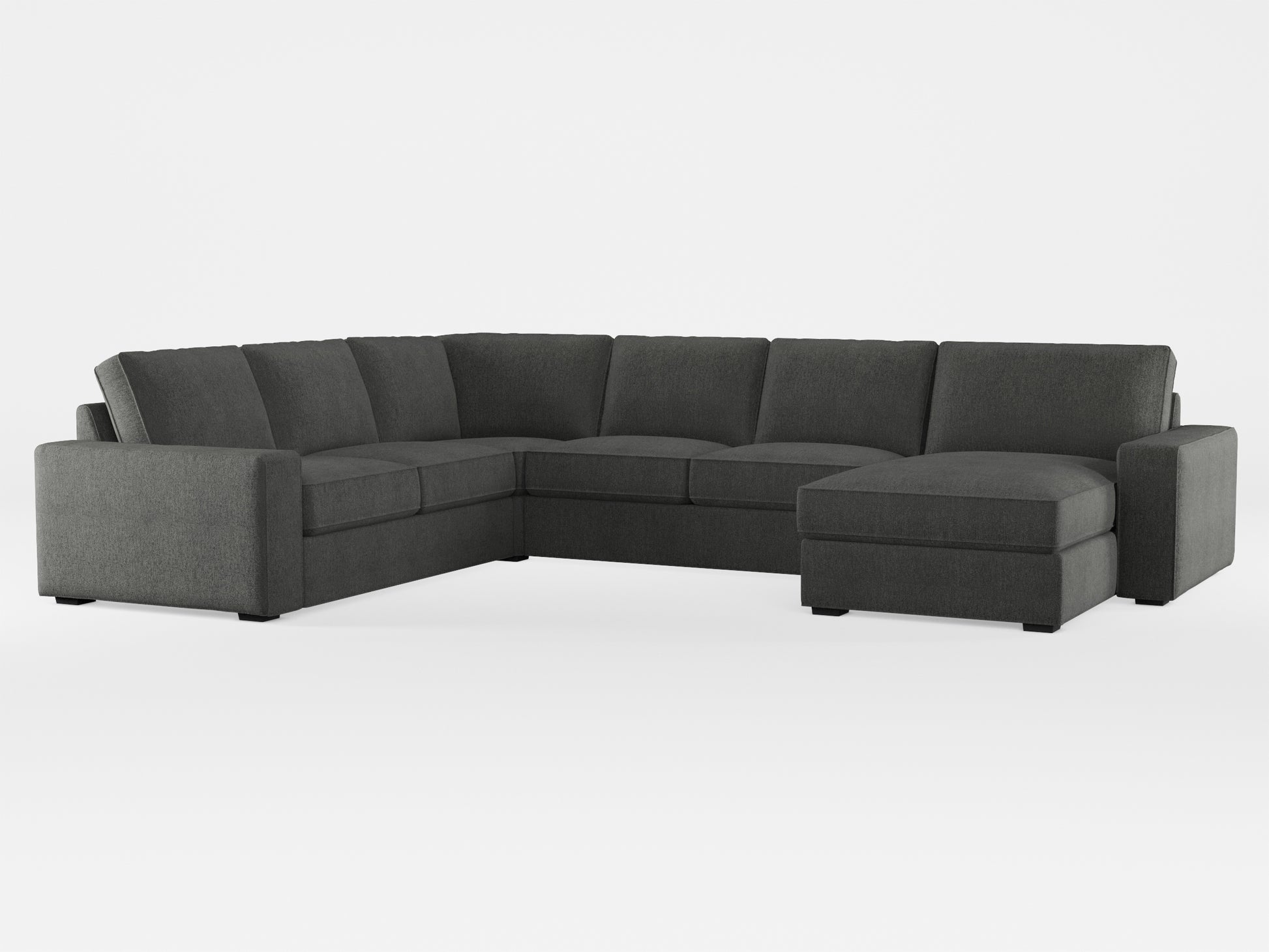 Ikea KIVIK 5-seat sofa, with chaise longue cover made by Covereo in upholstery named MONTANA Dark Grey