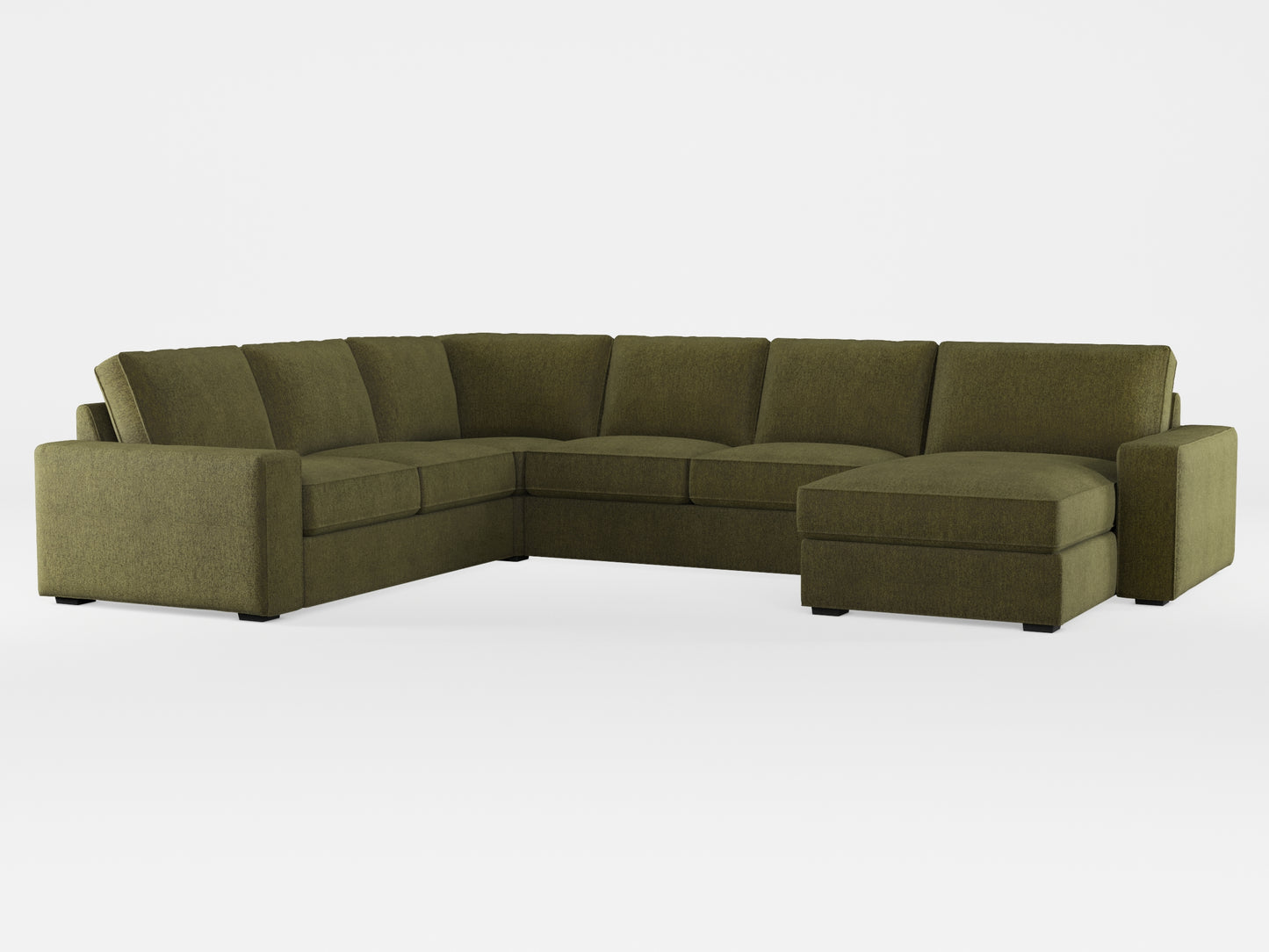 Ikea KIVIK 5-seat sofa, with chaise longue cover made by Covereo in upholstery named MONTANA Khaki