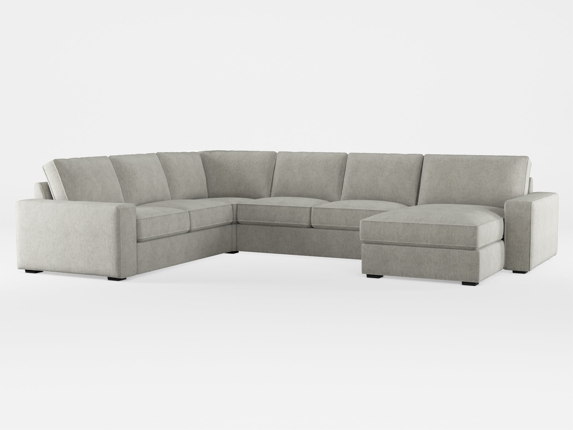 Ikea KIVIK 5-seat sofa, with chaise longue cover made by Covereo in upholstery named MONTANA Light Grey