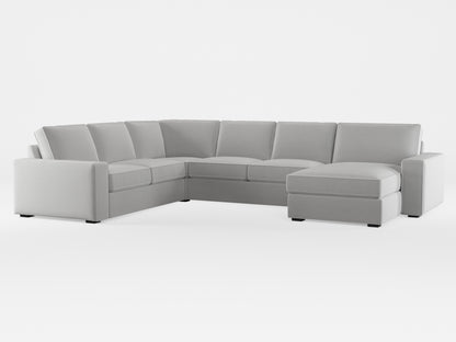 Ikea KIVIK 5-seat sofa, with chaise longue cover made by Covereo in upholstery named PECADLY Air Grey