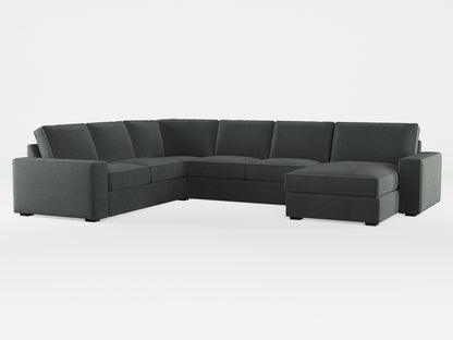 Ikea KIVIK 5-seat sofa, with chaise longue cover made by Covereo in upholstery named PECADLY Evening Grey