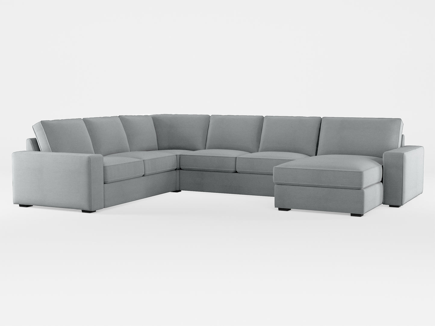 Ikea KIVIK 5-seat sofa, with chaise longue cover made by Covereo in upholstery named PECADLY Pebble Grey