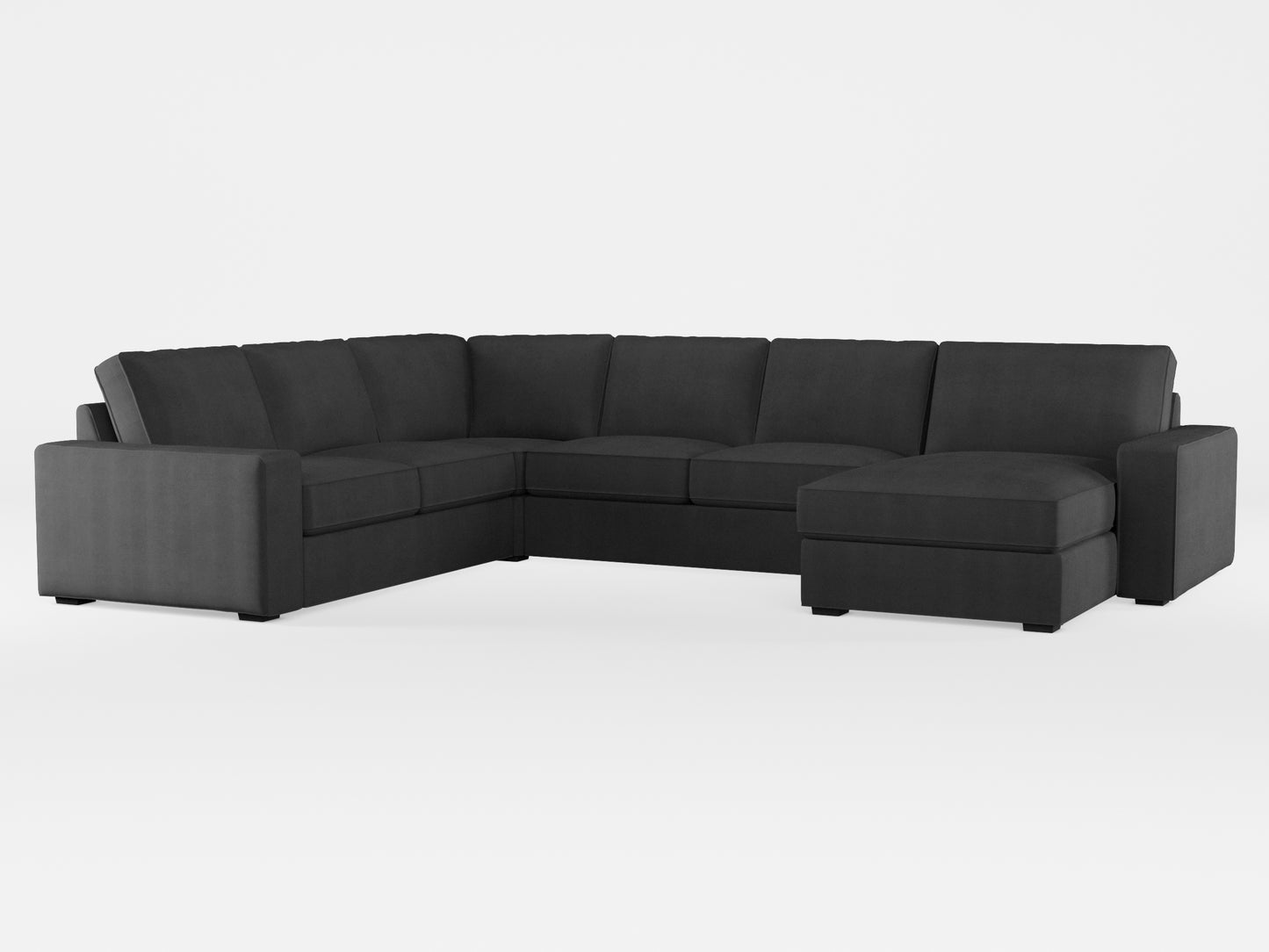 Ikea KIVIK 5-seat sofa, with chaise longue cover made by Covereo in upholstery named TUNSO Grey Three