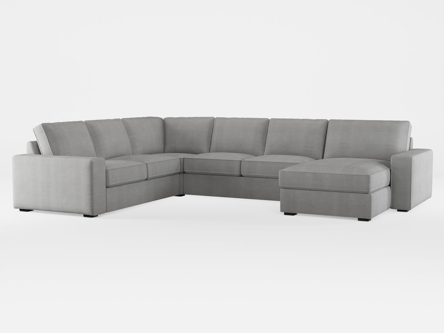 Ikea KIVIK 5-seat sofa, with chaise longue cover made by Covereo in upholstery named TUNSO Grey Two