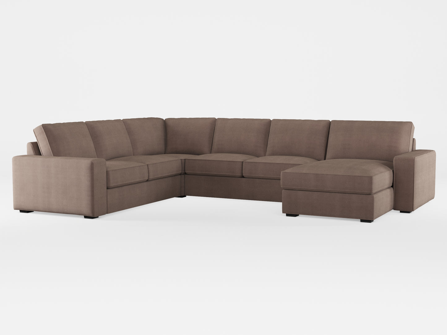 Ikea KIVIK 5-seat sofa, with chaise longue cover made by Covereo in upholstery named TUNSO Nude Five