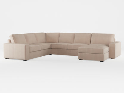 Ikea KIVIK 5-seat sofa, with chaise longue cover made by Covereo in upholstery named TUNSO Nude Four