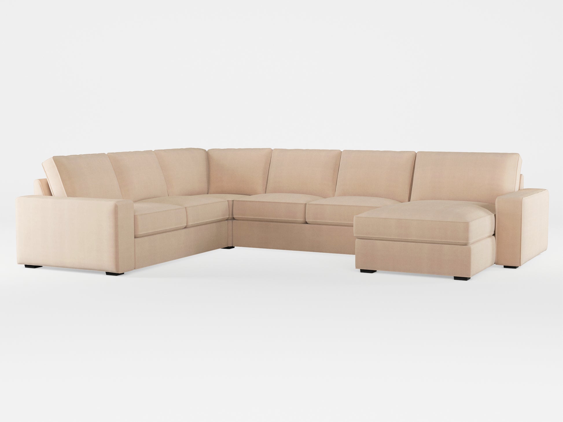 Ikea KIVIK 5-seat sofa, with chaise longue cover made by Covereo in upholstery named TUNSO Nude Three