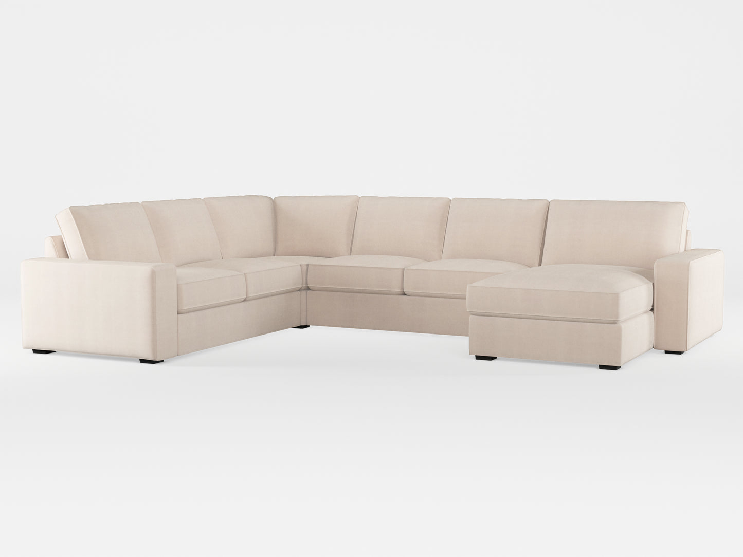 Ikea KIVIK 5-seat sofa, with chaise longue cover made by Covereo in upholstery named TUNSO Nude Two