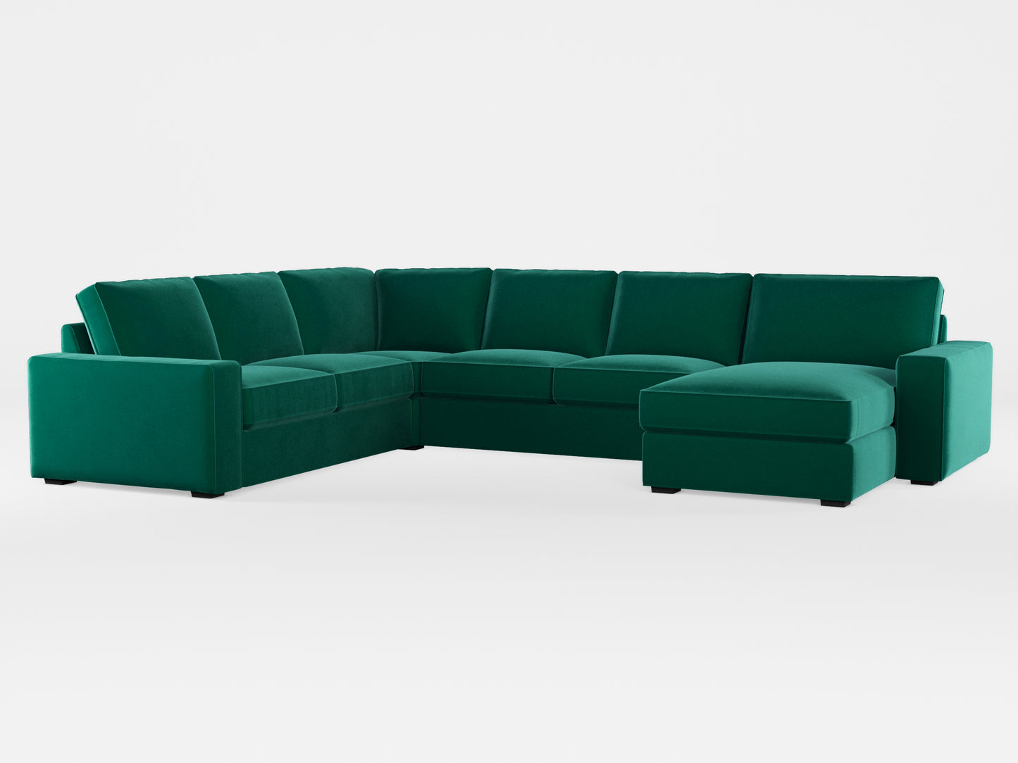 Ikea KIVIK 5-seat sofa, with chaise longue cover made by Covereo in upholstery named VELVET Dark Teal