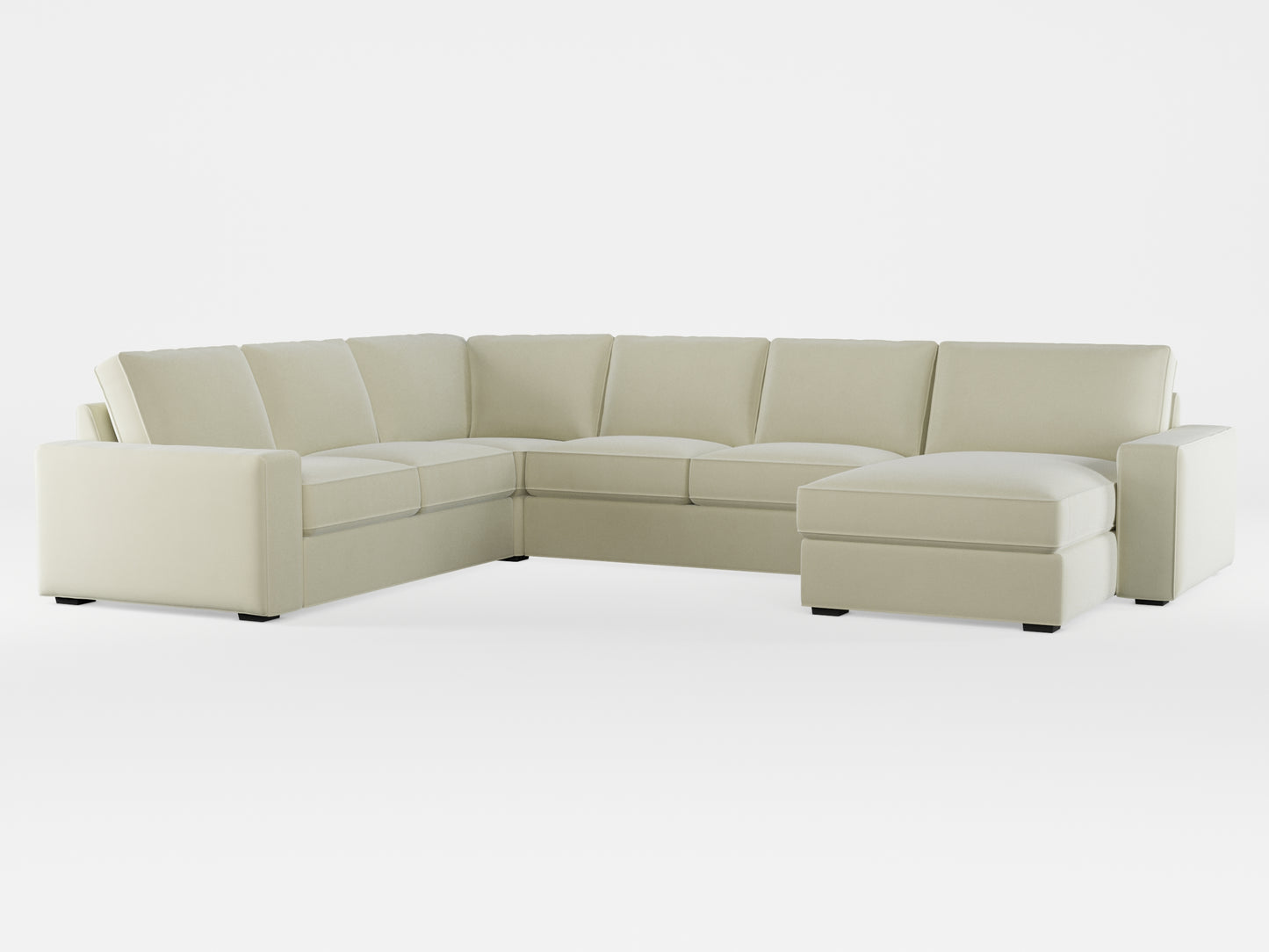 Ikea KIVIK 5-seat sofa, with chaise longue cover made by Covereo in upholstery named VELVET Frosty Morning