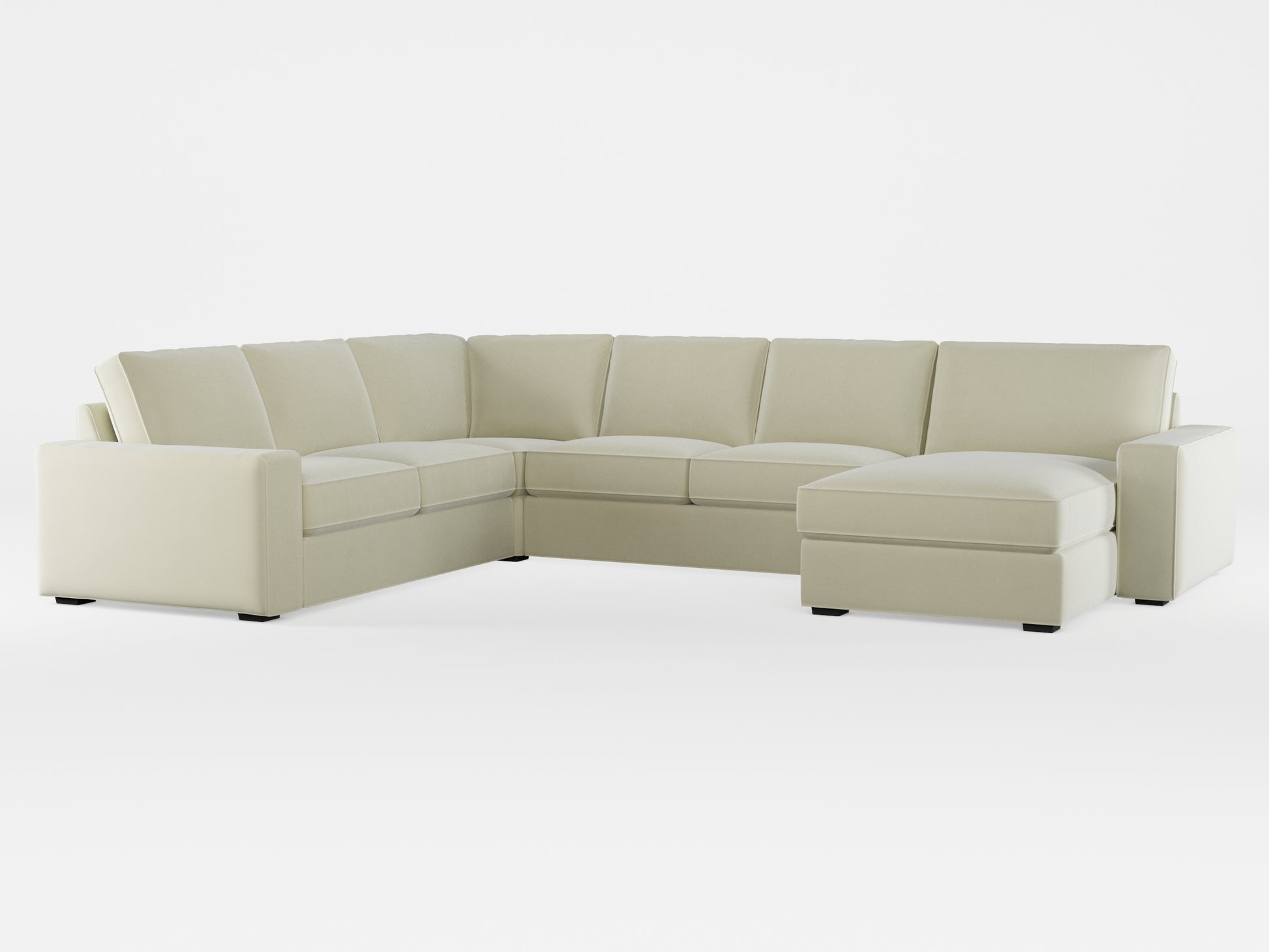 Ikea KIVIK 5-seat sofa, with chaise longue cover made by Covereo in upholstery named VELVET Frosty Morning