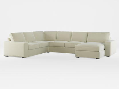 Ikea KIVIK 5-seat sofa, with chaise longue cover made by Covereo in upholstery named VELVET Frosty Morning