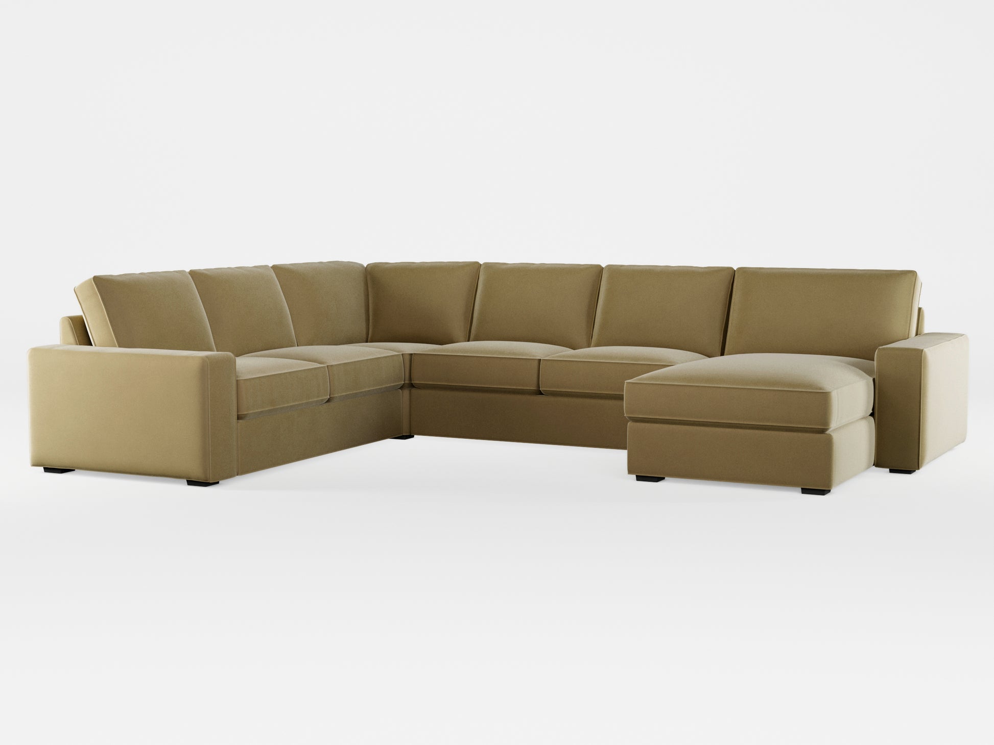 Ikea KIVIK 5-seat sofa, with chaise longue cover made by Covereo in upholstery named VELVET Golden Hour