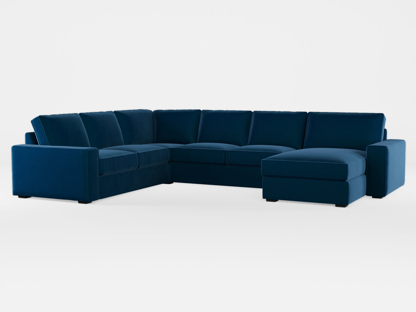 Ikea KIVIK 5-seat sofa, with chaise longue cover made by Covereo in upholstery named VELVET In the Navy