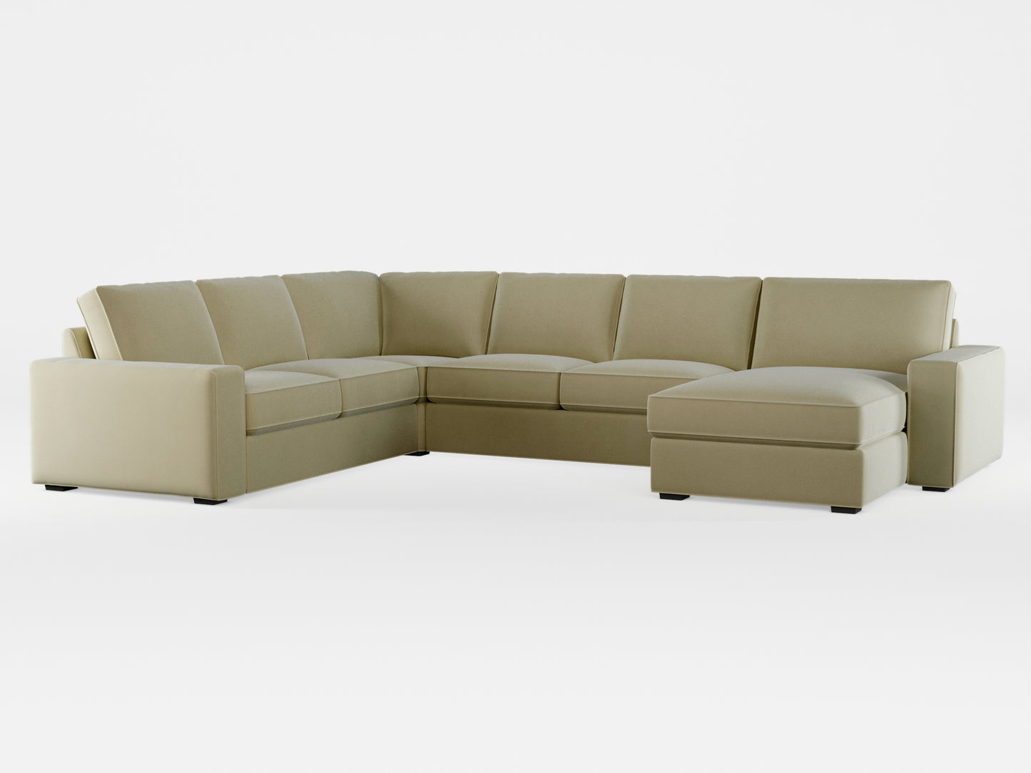 Ikea KIVIK 5-seat sofa, with chaise longue cover made by Covereo in upholstery named VELVET Pearl Cream