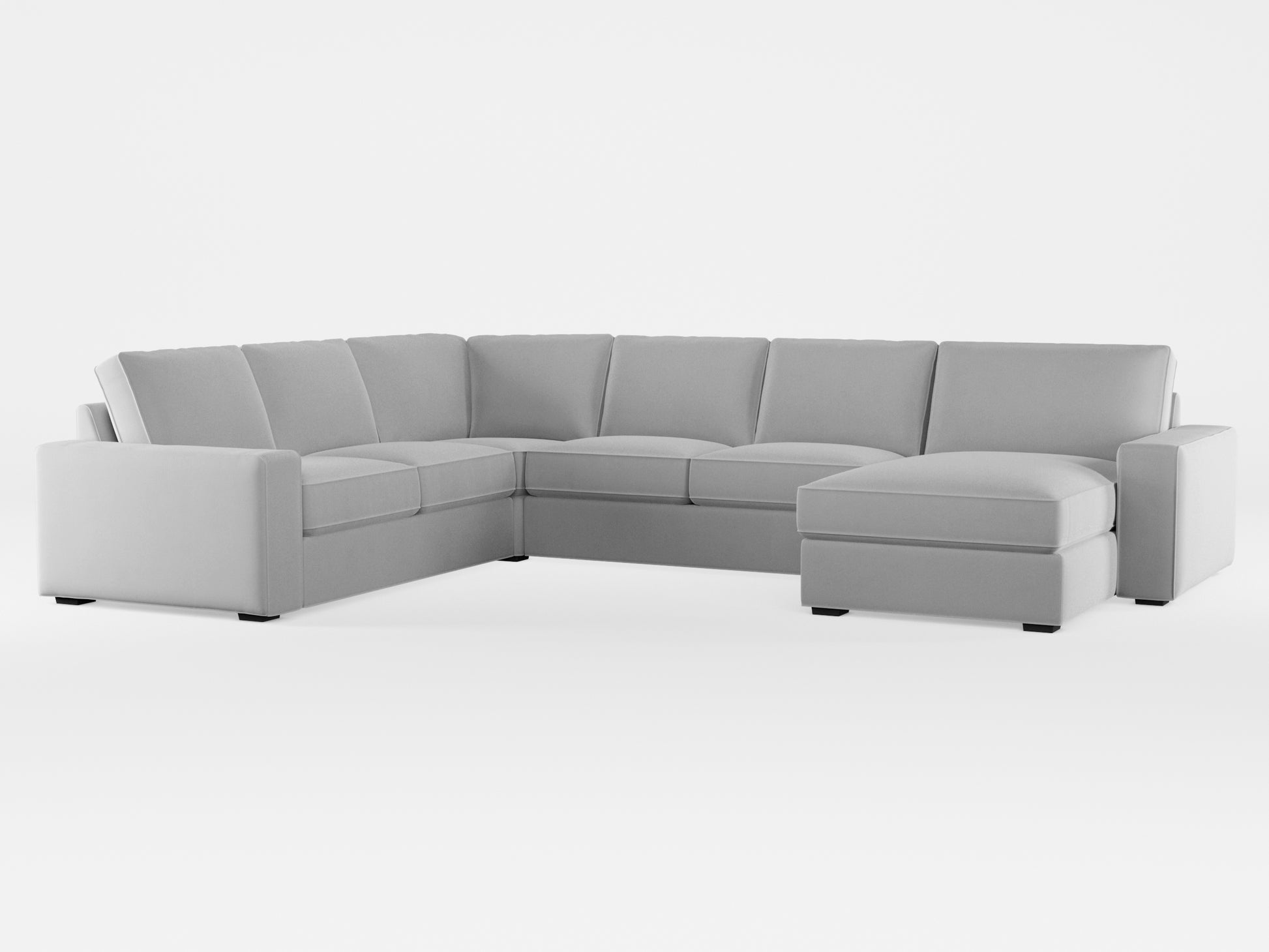 Ikea KIVIK 5-seat sofa, with chaise longue cover made by Covereo in upholstery named VELVET Queen of Ice