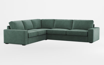 Ikea KIVIK 5-seat corner sofa cover made by Covereo in upholstery named HERRINGBONE Green