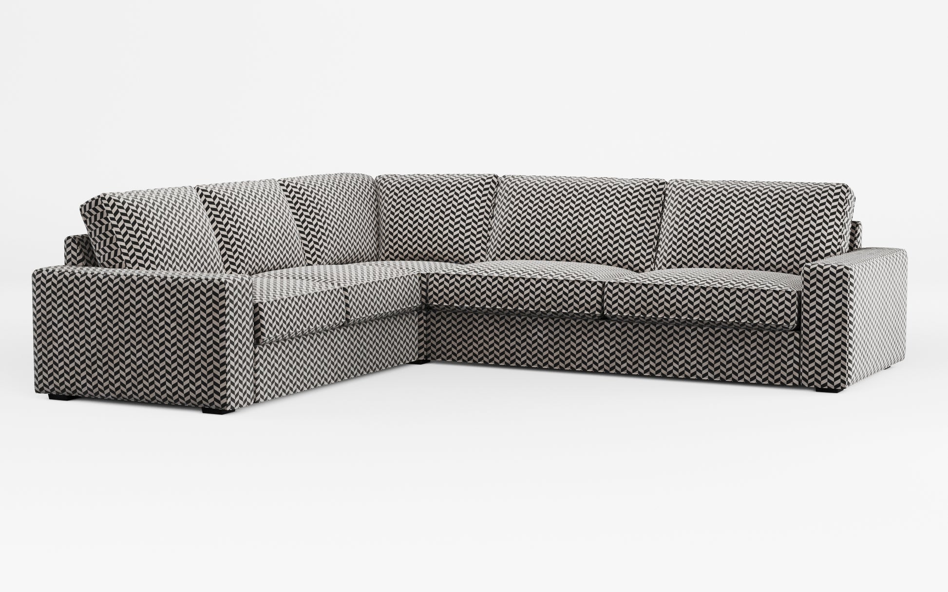 Ikea KIVIK 5-seat corner sofa cover made by Covereo in upholstery named HERRINGBONE Silver