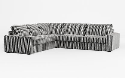 Ikea KIVIK 5-seat corner sofa cover made by Covereo in upholstery named HERRINGBONE White