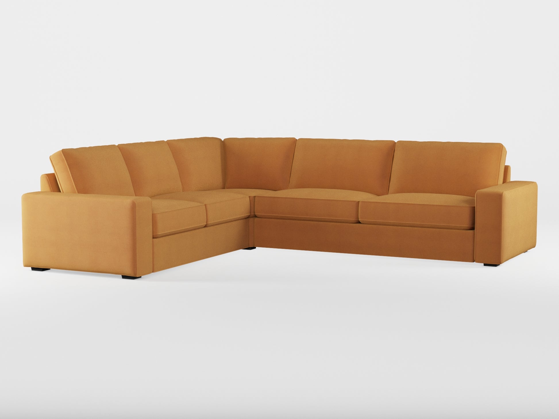 Ikea KIVIK 5-seat corner sofa cover made by Covereo in upholstery named OMON Classic Mustard