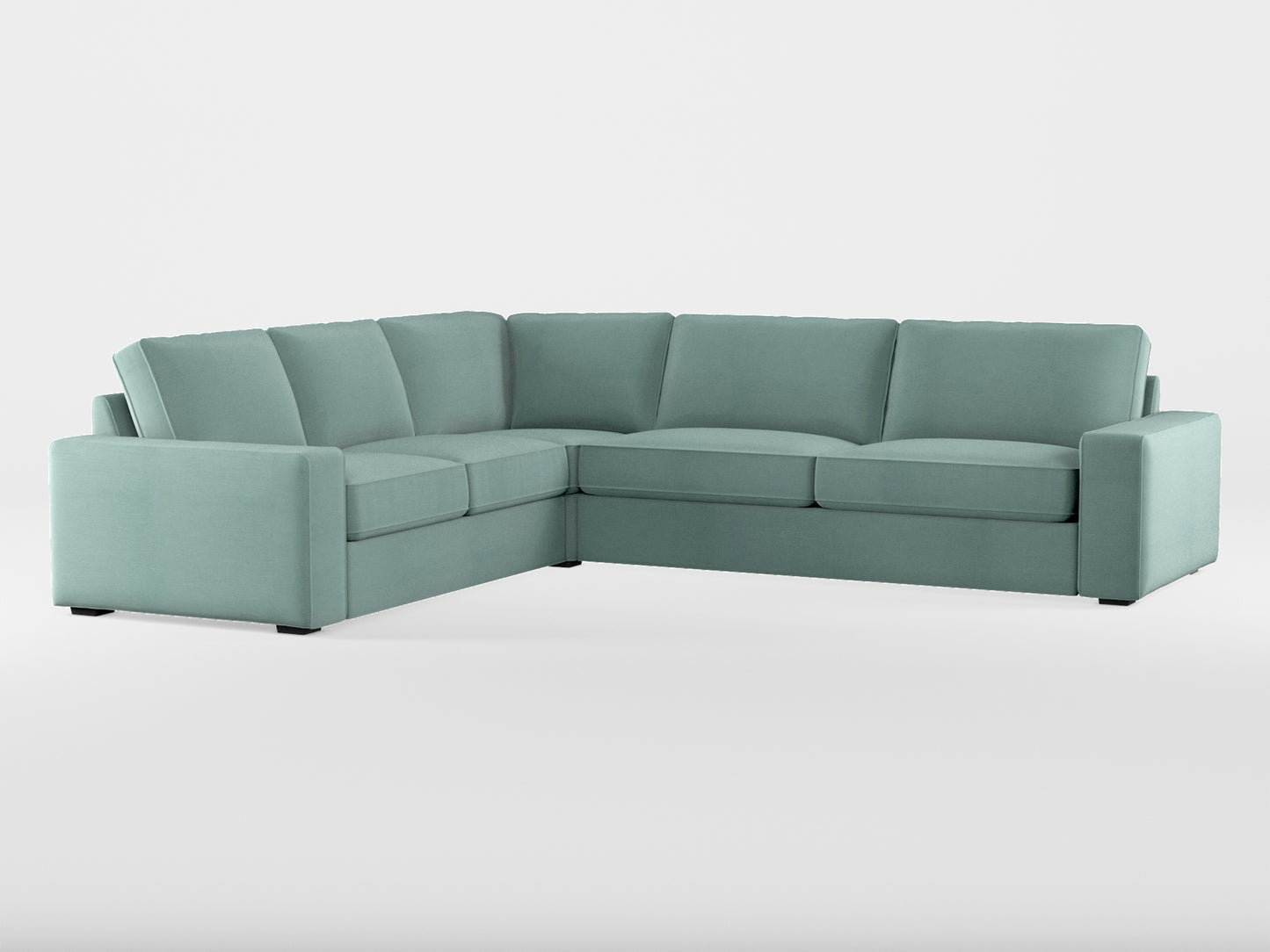 Ikea KIVIK 5-seat corner sofa cover made by Covereo in upholstery named PECADLY Misty Blue