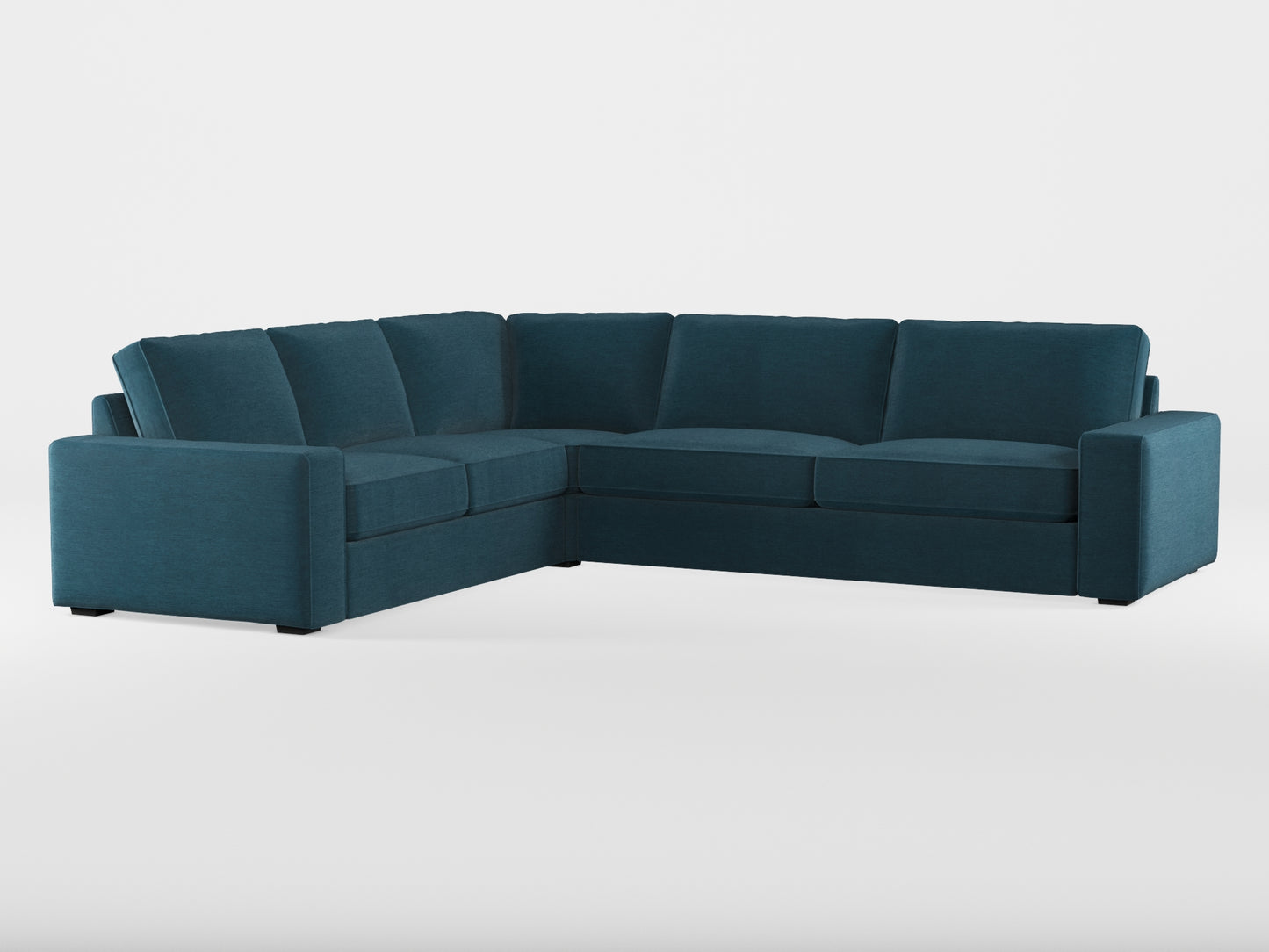 Ikea KIVIK 5-seat corner sofa cover made by Covereo in upholstery named PECADLY Ocean Blue