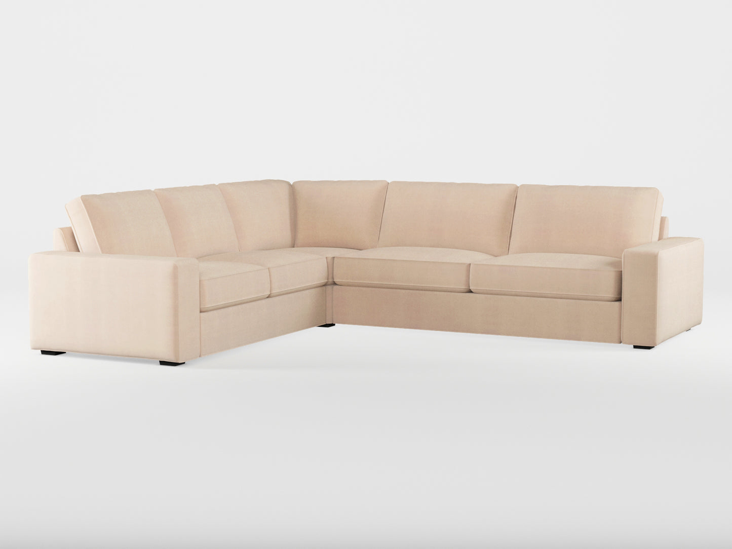 Ikea KIVIK 5-seat corner sofa cover made by Covereo in upholstery named TUNSO Nude Three