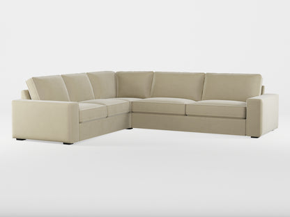 Ikea KIVIK 5-seat corner sofa cover made by Covereo in upholstery named VELVET Ashen Beige