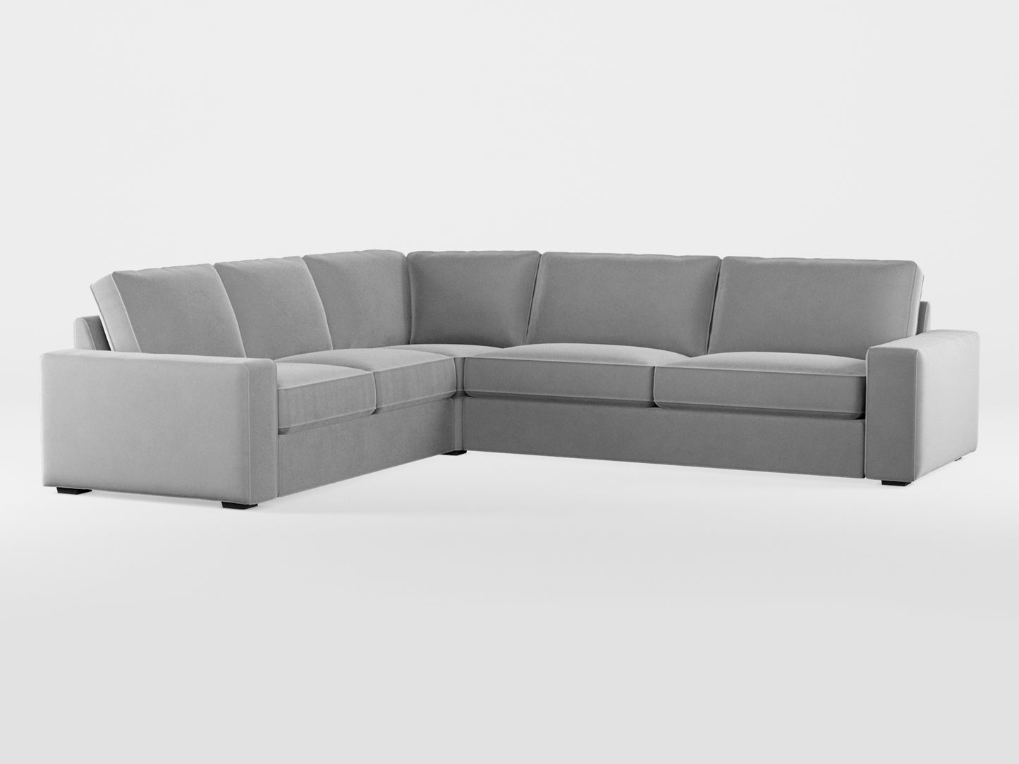 Ikea KIVIK 5-seat corner sofa cover made by Covereo in upholstery named VELVET Cool Grey